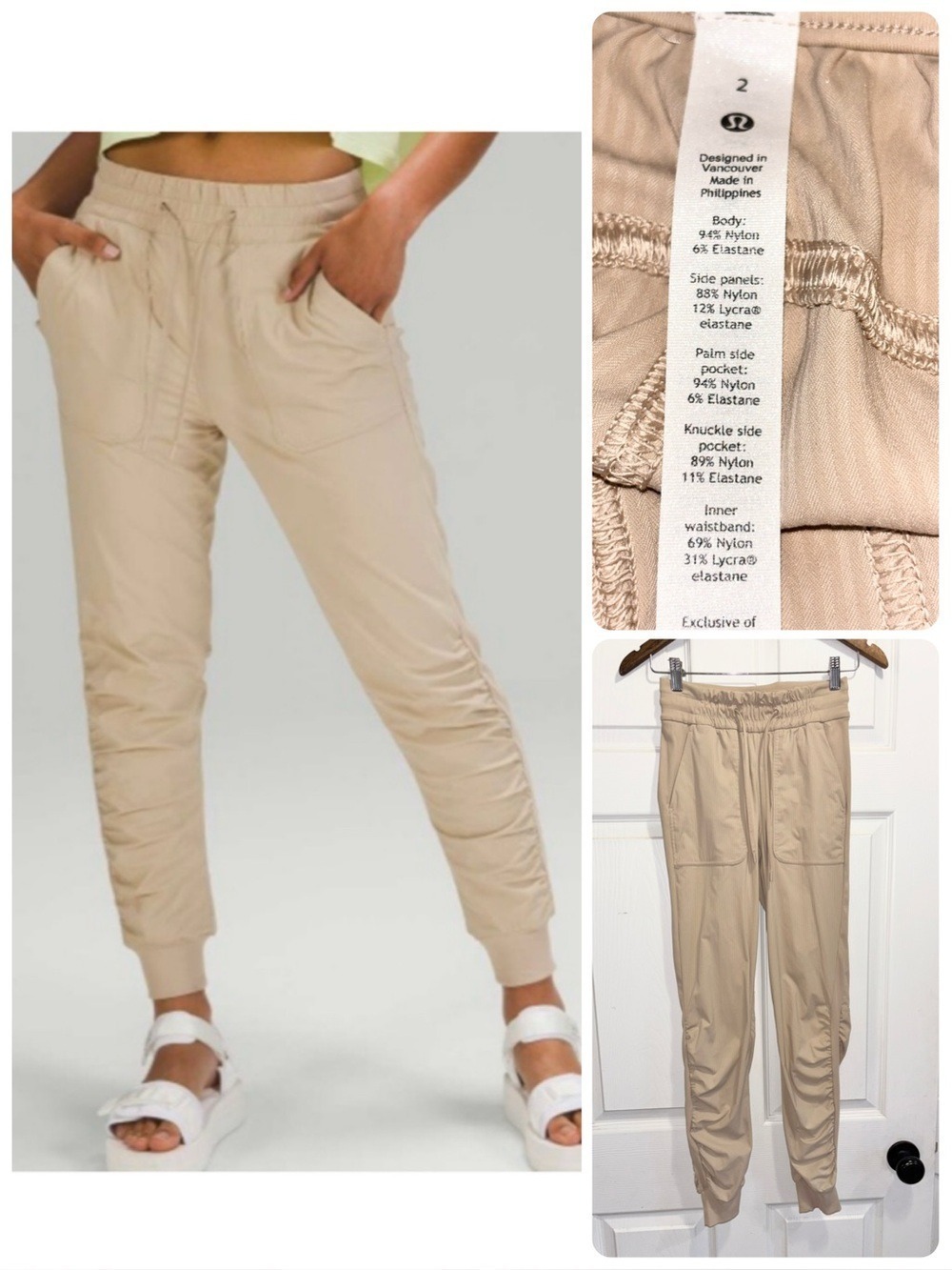 Lululemon Beyond the Studio Jogger Light Tan Pants Size 2 Like New